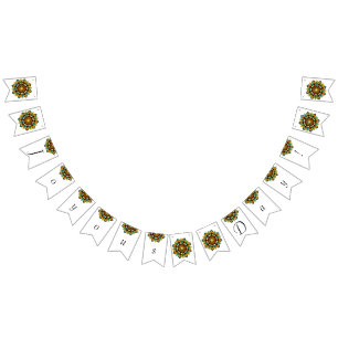 Joyous Day! Mandala in yellow & tan bunting 