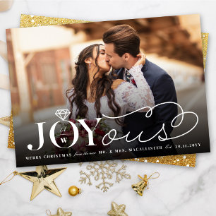 Joyous Diamond Ring Monogram Classic Wedding Holiday Card