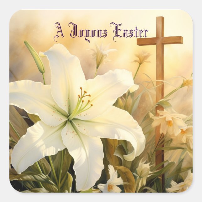Joyous Easter Cross Sticker (Front)