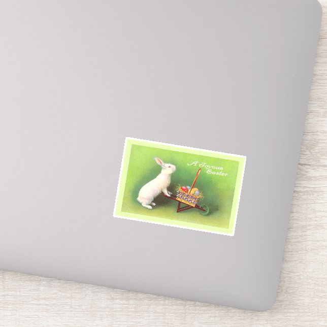 Joyous Easter White Rabbit Wheelbarrow Coloured Eg (Detail)