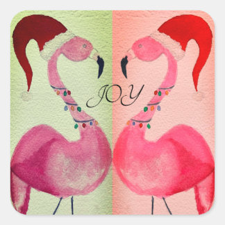 Joyous Flamingo Christmas Stickers