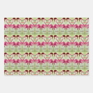 Joyous Flamingo Wrapping Paper Sheet Set of 3
