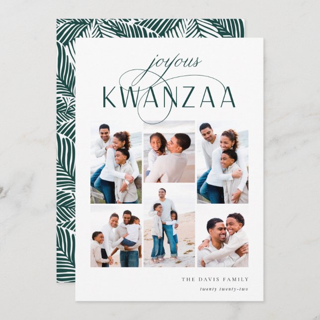 Joyous Flourish | 6 Photo Collage Kwanzaa Holiday Card (Front/Back)