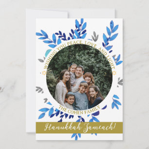 Joyous Hanukkah Simple Hanukkah family photo Ho Holiday Card