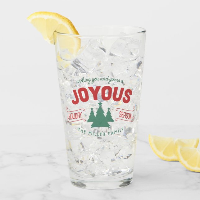 Joyous Holiday Season Fir Trees Red/Green ID580 Glass (Front Ice)