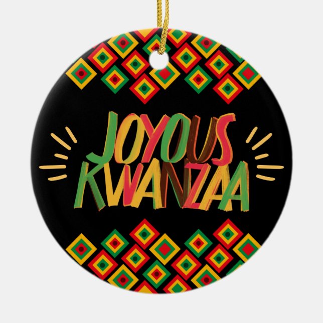 Joyous KWANZAA Ceramic Ornament (Front)