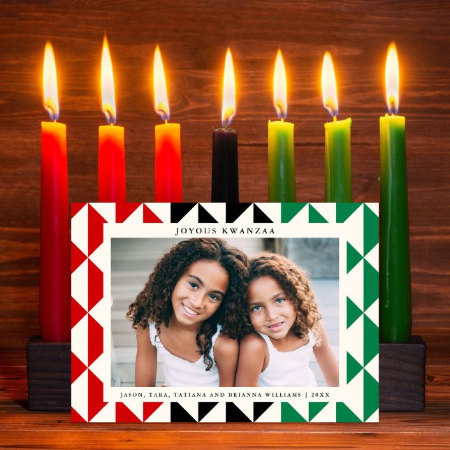 Joyous Kwanzaa Geometric Modern Holiday Photo Card (Creator Uploaded)