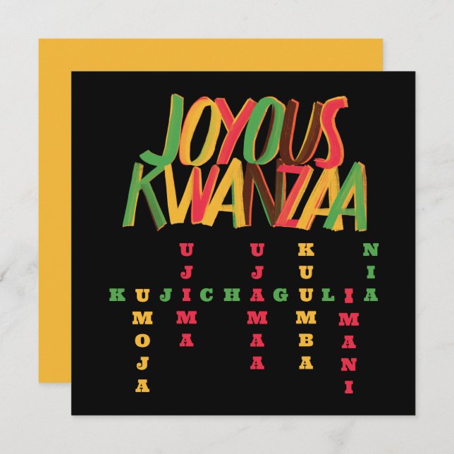 Joyous KWANZAA Principles Crossword Card (Front/Back)