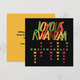 Joyous KWANZAA Principles Crossword Card
