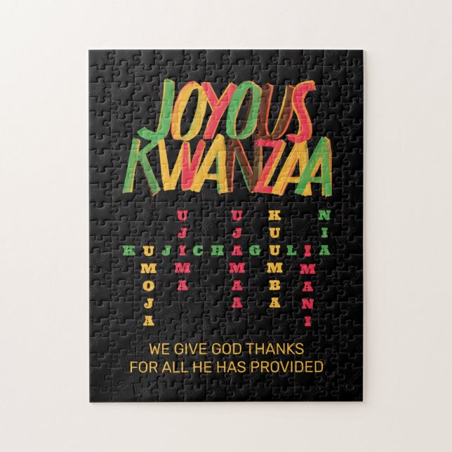 Joyous KWANZAA Principles Crossword Jigsaw Puzzle (Vertical)