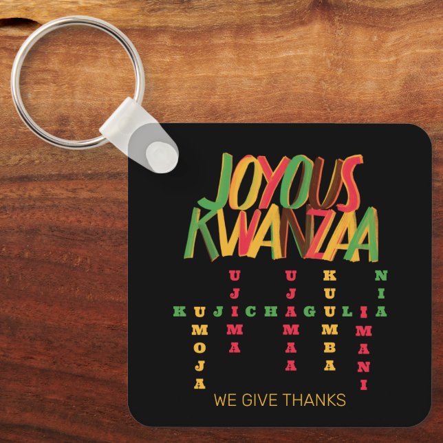 Joyous KWANZAA Principles Crossword Key Ring (Front)