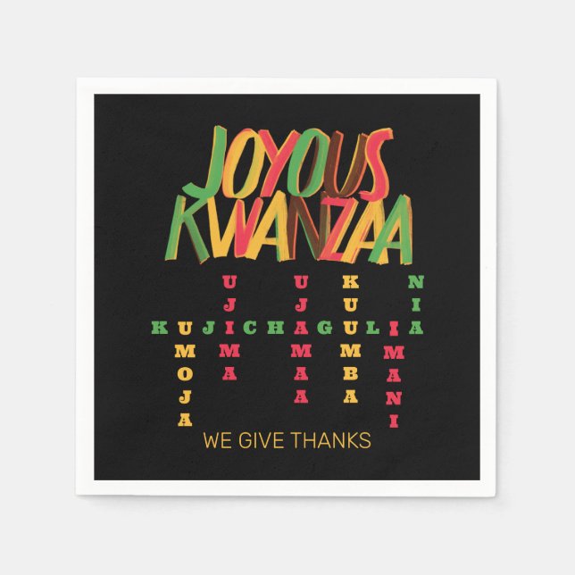Joyous KWANZAA Principles Crossword Napkin (Front)