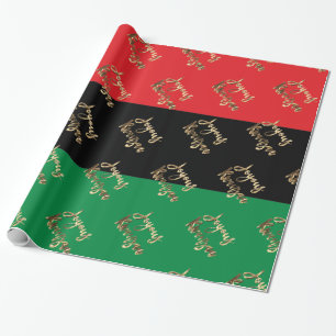 Joyous Kwanzaa RBG UNIA Afro-American Flag Wrapping Paper