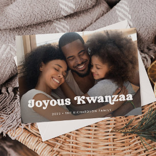 Joyous Kwanzaa   Simple Boho Photo Overlay Holiday Card