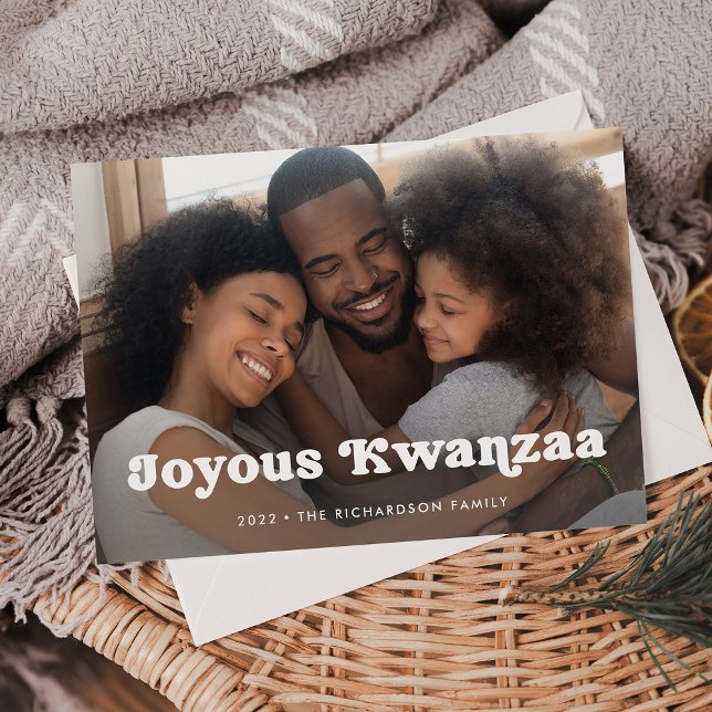 Joyous Kwanzaa | Simple Boho Photo Overlay Holiday Card (Creator Uploaded)