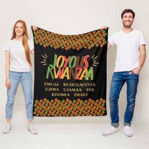 Joyous Kwanzaa with Nguzo Saba Fleece Blanket