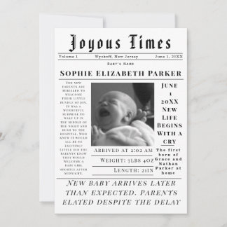 Joyous Newborn Times Birth Announcement