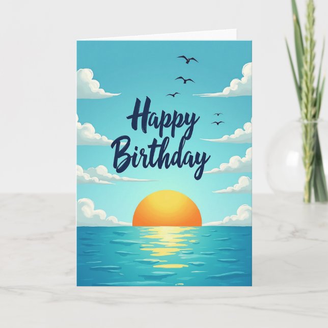 Joyous Ocean Sunset Card (Front)