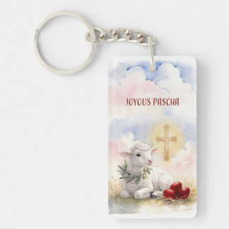 Joyous Pascha Lamb, Red Eggs and Cross Key Ring