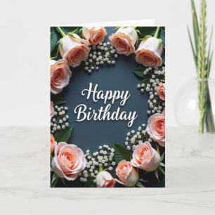 Joyous Peach Rose Card