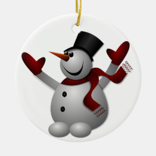 Joyous Snowman Ceramic Ornament