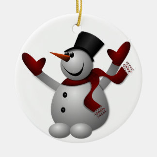 Joyous Snowman Ceramic Ornament