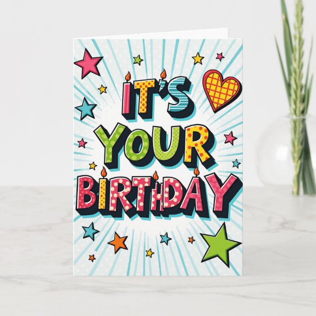 Joyous Starry Birthday Card (Front)