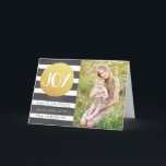 Joyous Stripes Holiday Photo Greeting Card<br><div class="desc">Black watercolor stripes with a gold foil like circle,  reading JOY. Easy to customise! Product does not contain actual gold foil.  Template image must be replaced prior to purchasing.</div>