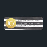 Joyous Stripes Return Address Labels<br><div class="desc">Black watercolor stripes with a gold foil like circle,  reading JOY. Easy to personalise! Stylish,  bright,  simple - perfect! Product does not contain actual gold foil.  Also,  note that the stripes are slightly askew... on purpose. :)</div>