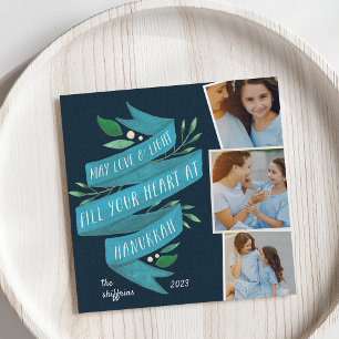 Joyous Tidings   Square Hanukkah Photo Card