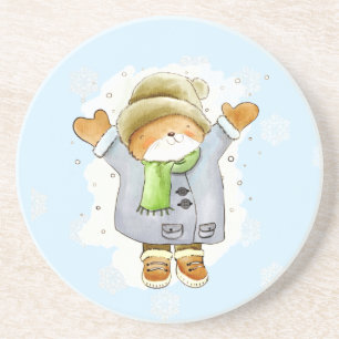 Joyous Winter Cat Coaster