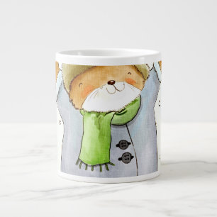 Joyous Winter Cat Large Coffee Mug