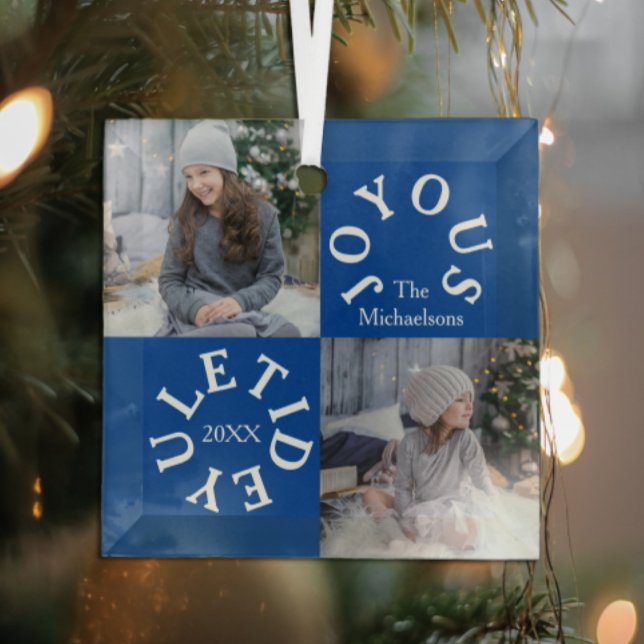 Joyous Yuletide 2 Photo Glass Tree Decoration (Creator Uploaded)