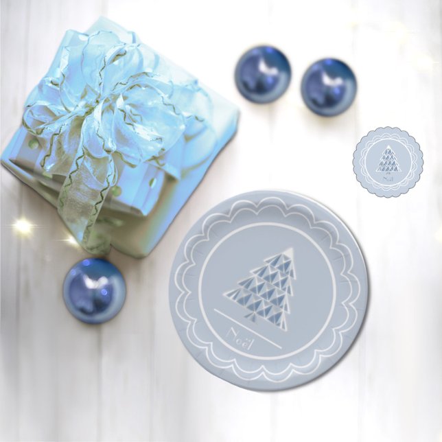 Joyoux Noel Blue Scalloped Paper Plate (Creator Uploaded)