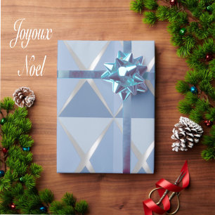 Joyoux Noel Christmas Blue Wrapping Paper