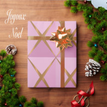Joyoux Noel Pink Wrapping Paper