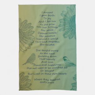 Joy's Birth Poem Tea Towel