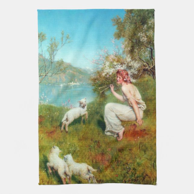 Joys of Spring (by John Collier) Tea Towel (Vertical)