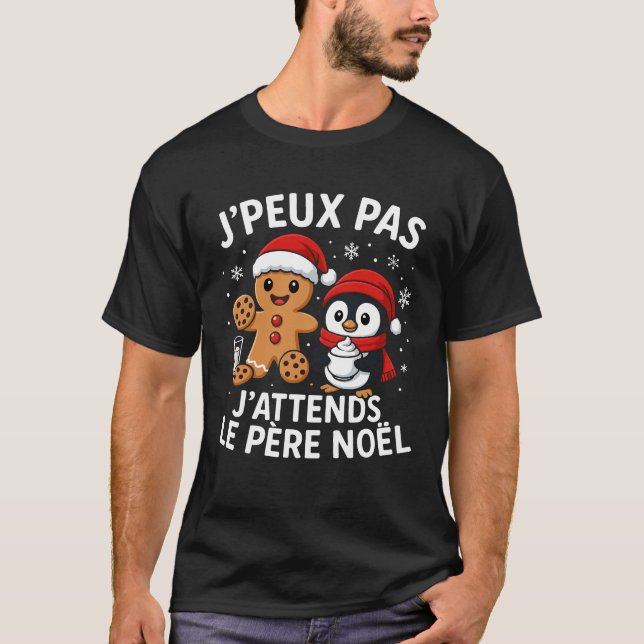 J'peux pas J'attends Le Père Noël Manchot Et Renne T-Shirt (Front)