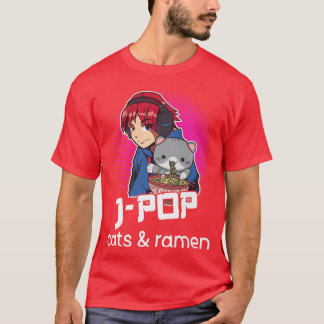 JPop Cat Lover Ramen Lover Anime Japanese Pop Mus T-Shirt