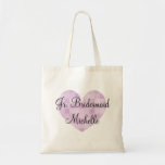 Jr Bridesmaid purple mosaic tile heart tote bag<br><div class="desc">Junior Jr Bridesmaid lavender purple mosaic tile love heart tote bag. Customisable colour with tiled pattern print. Cute romantic heart design for kids. Elegant typography for custom text, monogram or name. Stylish trendy modern print, perfect for bride and bridesmaid girls at bachelorette, wedding party or bridal shower. Cheerful mozaic design...</div>