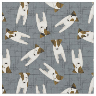 JRT Jack Russell dogs crisscross slate any colour Fabric