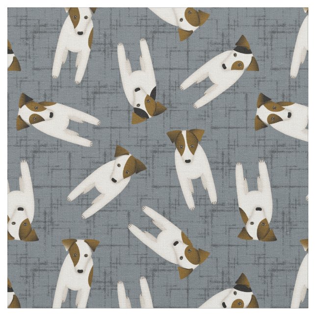 JRT Jack Russell dogs crisscross slate any colour Fabric (Close Up)