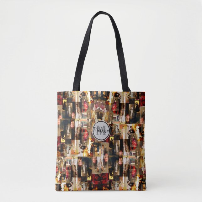  JS Sargent Famous Portraits Collage Monogram Tote Bag (Front)