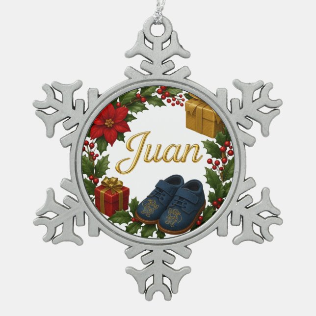 Juan Baby’s First Christmas Snowflake Ornament (Front)