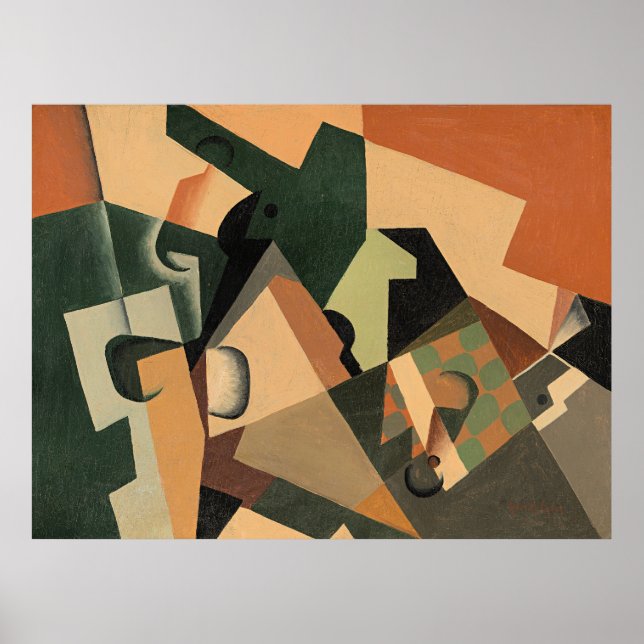 Juan Gris - Glass and Checkerboard, Poster (Front)