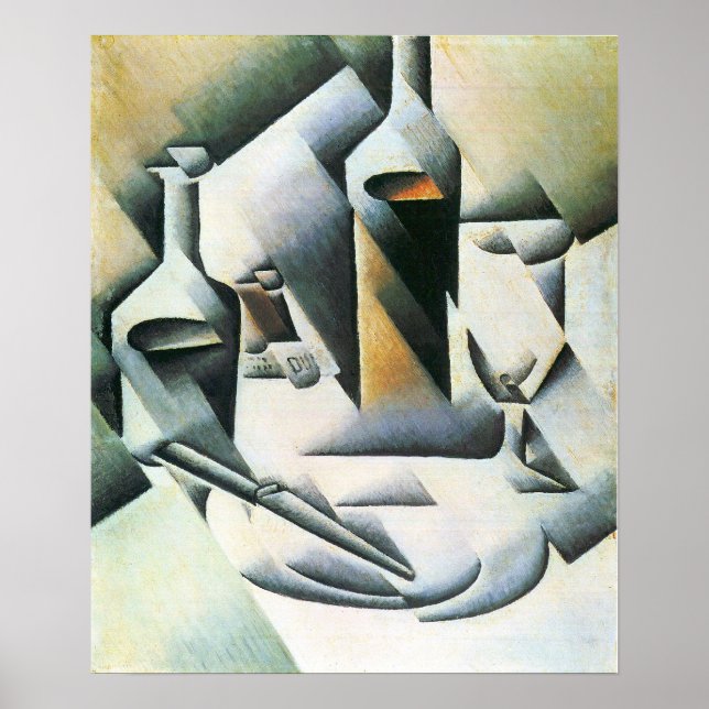 Juan Gris - Still Life with bottles and knives Poster (Front)
