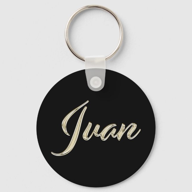 Juan Name whitegold Button Schlüsselanhänger Key Ring (Front)