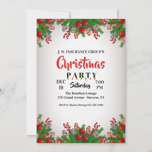 Jubilant Holiday Christmas Party Invitation (Front)
