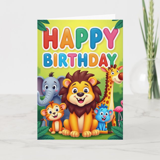 Jubilant Jungle Animals Card (Front)